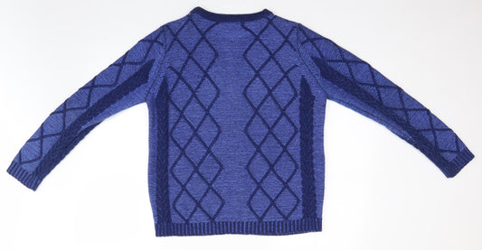 Lilyette Womens Blue Argyle/Diamond Full Zip Jumper Size M