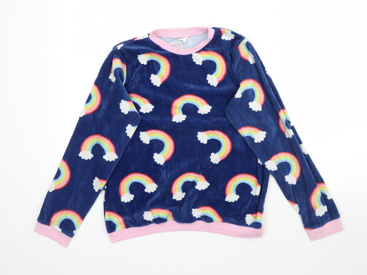 M&Co Girls Multicoloured Solid Top Pyjama Top Size 11-12 Years - Rainbows