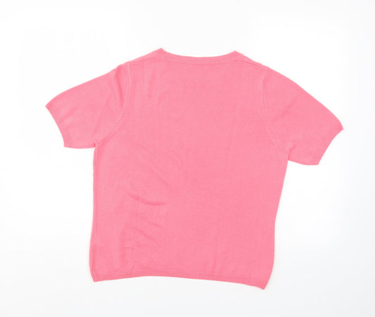Womens UK Size 14 Classic Pink Cropped Blouse