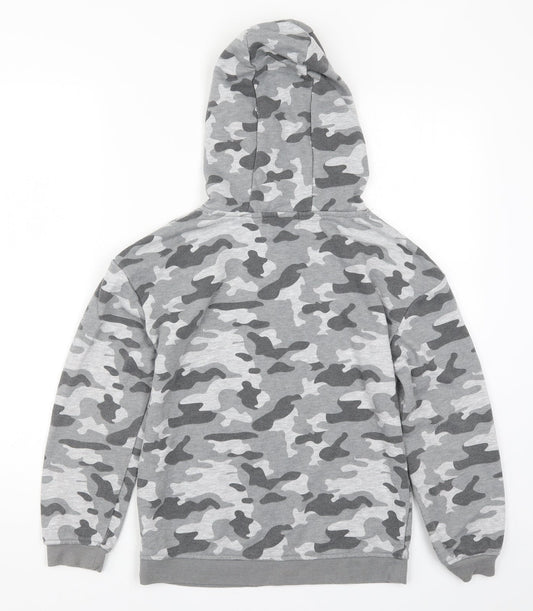 Primark Girls Grey Camouflage Pullover Hoodie Size 11-12 Years - Not my Problem Don't Care
