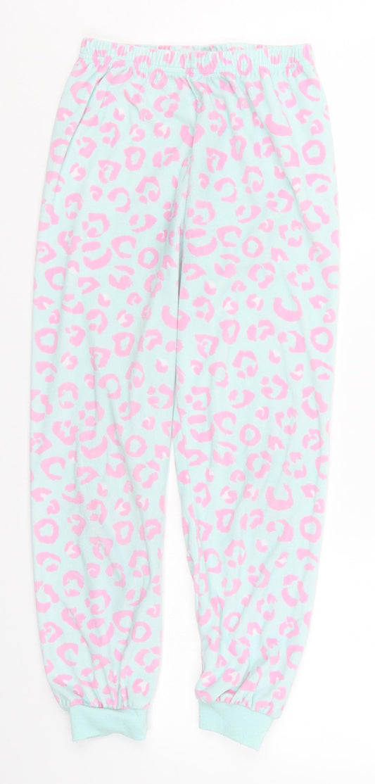 Primark Girls Blue Animal Print Sweatpants Trousers Size 8-9 Years - Pink Pyjamas