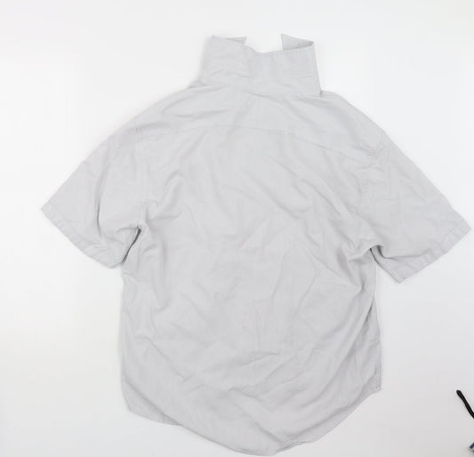 Mens UK Size L NEXT Grey Button-Up Short Sleeve Casual Shirt