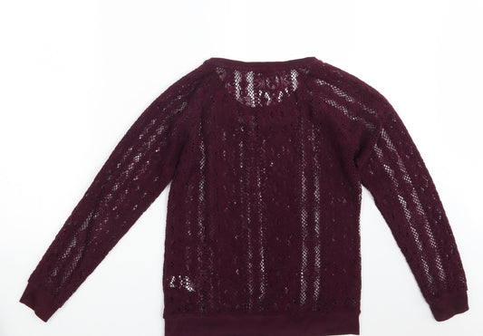 New Look Womens Purple Floral Pullover Jumper Size 8