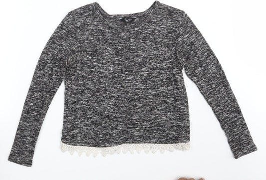 New Look Girls Black Pullover Sweatshirt Size 12-13 Years