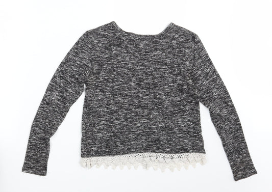 New Look Girls Black Pullover Sweatshirt Size 12-13 Years
