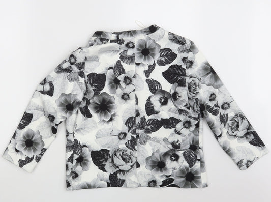 Papaya Womens White Floral Jacket Blazer Size 12