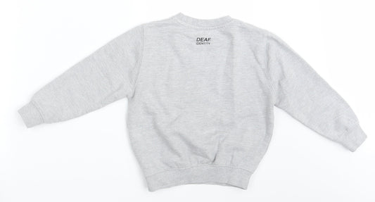 Preworn Boys Grey Pullover Jumper One Size - DEAF IDENTITY