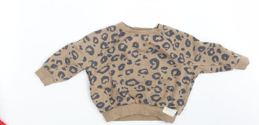 George Girls Brown Animal Print Pullover Jumper Size 2-3 Years