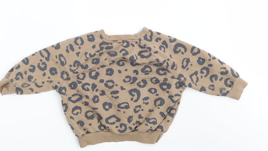 George Girls Brown Animal Print Pullover Jumper Size 2-3 Years