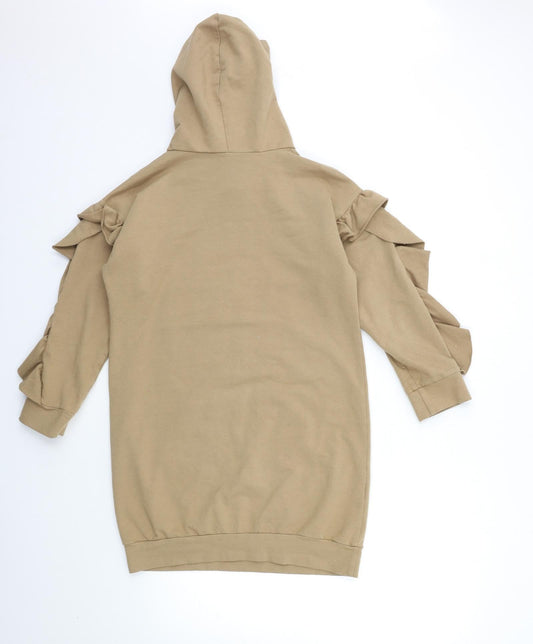 Preworn Girls Beige Pullover Hoodie Size 11 Years