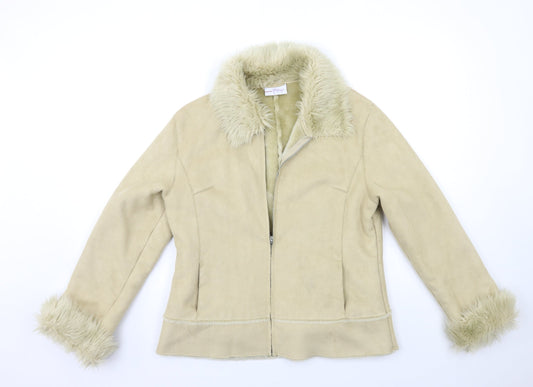 Papaya Womens Beige Overcoat Coat Size 14