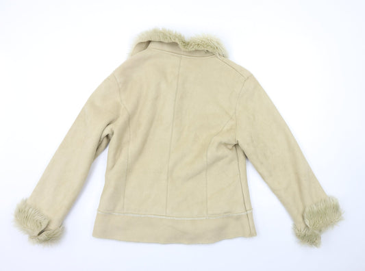 Papaya Womens Beige Overcoat Coat Size 14