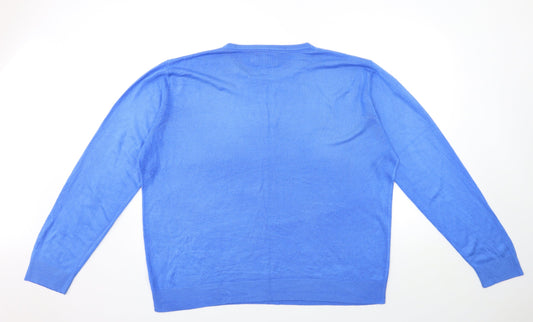 Atlantic Bay Mens Blue Knit Pullover Jumper Size 2XL