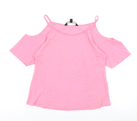 915 Generation Girls Pink Basic T-Shirt Size 10-11 Years - Cold shoulder