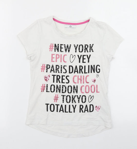 M&S Girls White Basic T-Shirt Size 8-9 Years