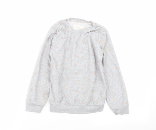 F&F Girls Grey Solid Top Pyjama Top Size 5-6 Years