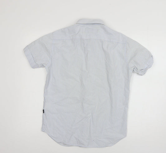 Mens UK Size S Carter Blue Button-Up Short Sleeve Casual Shirt