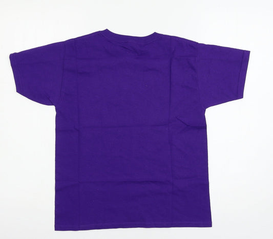 Gildan Girls Purple Geometric Jersey Basic T-Shirt Size S - Team Oboe
