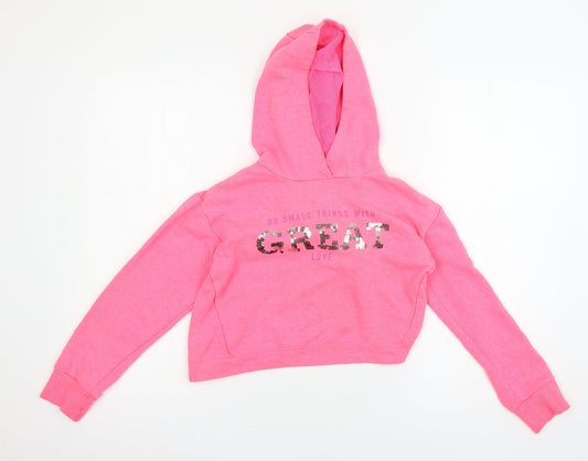 Dunnes Girls Pink Jersey Pullover Hoodie Size 10-11 Years - Great love