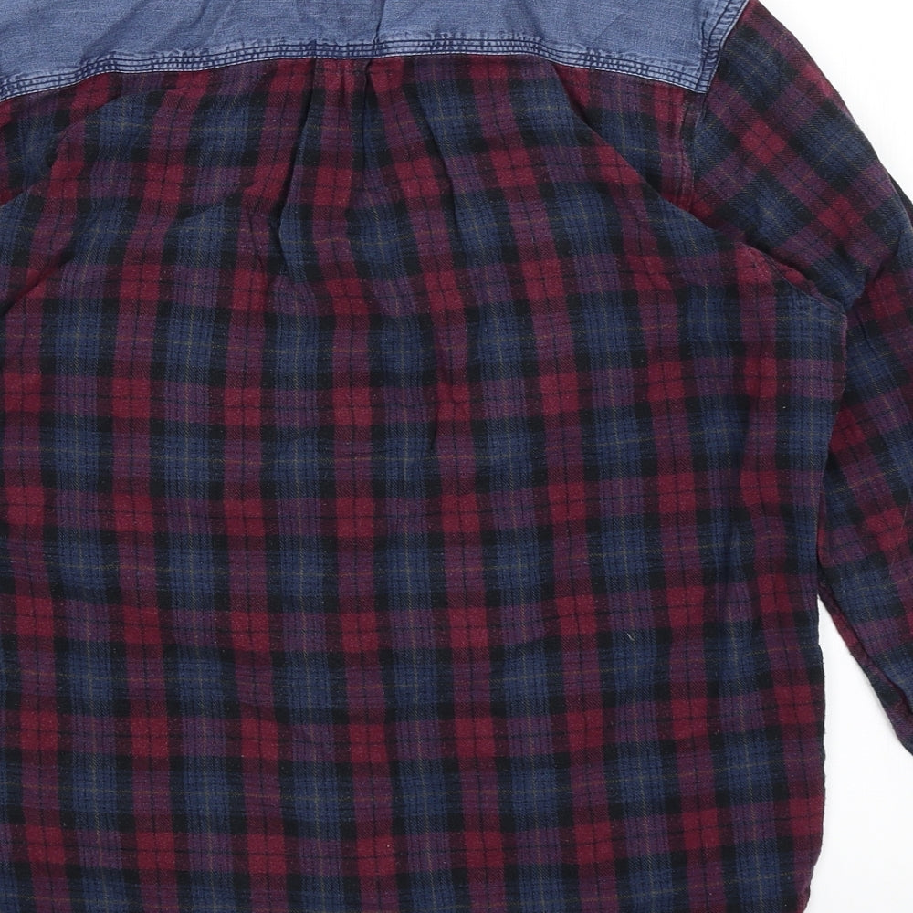 Threadbare Mens Red Plaid Button-Up Size L