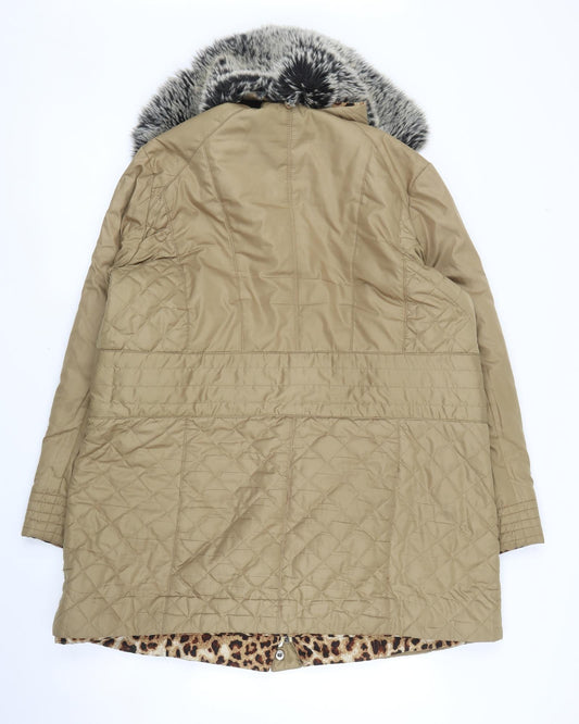 Joanna Hope Womens Beige Quilted Coat Size 18