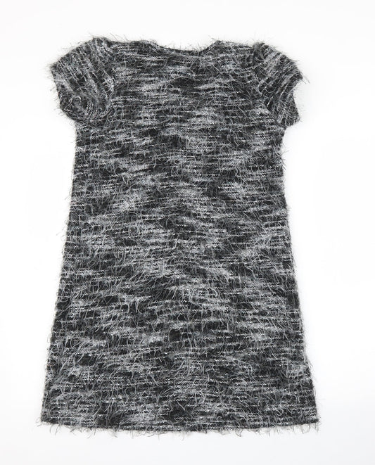 Yumi Womens Grey Floral A-Line Size M