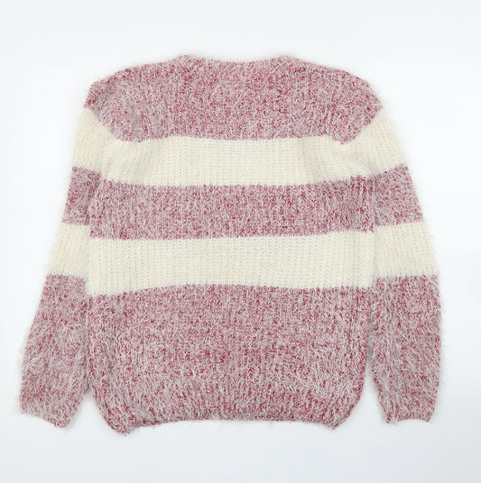 Hua & Huo Womens Red Striped Pullover Jumper Size M
