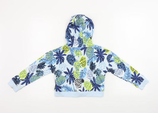TU Boys Blue Floral Full Zip Hoodie Size 7 Years