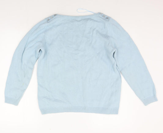 Love Knitwear Womens Blue Pullover Jumper Size 14