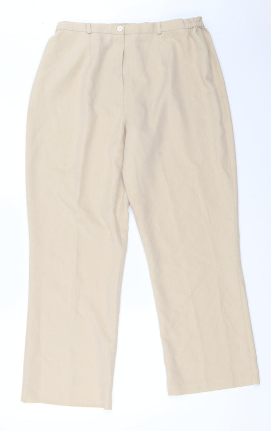 Womens UK Size 16 BASSINI Regular Fit Beige Trousers