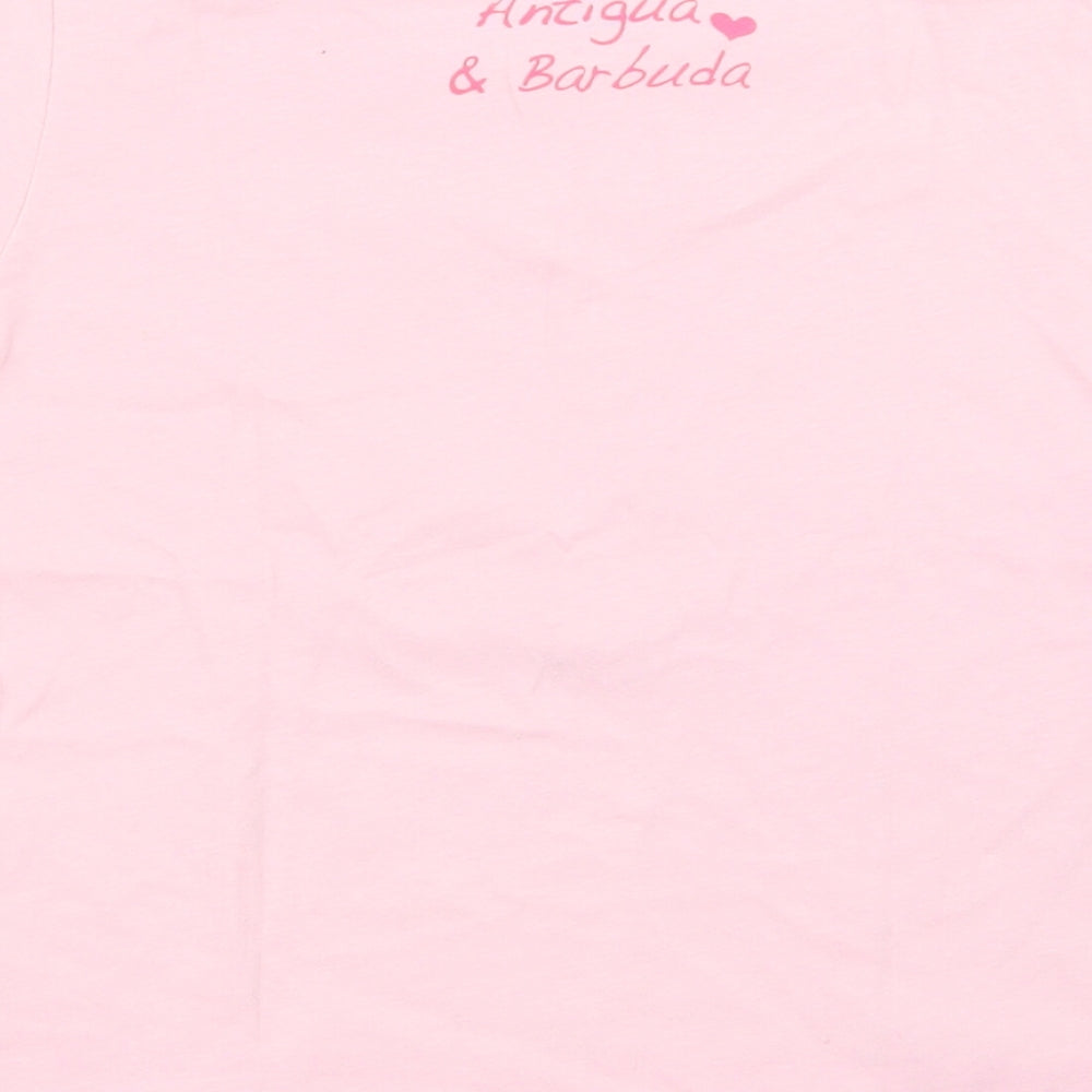 Brand and care label for Morpho girls’ pink basic t-shirt, size 4, years