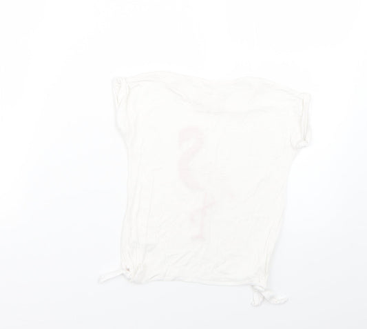 TU Girls White Geometric Basic T-Shirt Size 4 Years