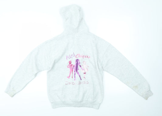 Gildan Girls Grey Full Zip Hoodie Size L - LITTLE DIVA FEARNE DANCE STUDIO