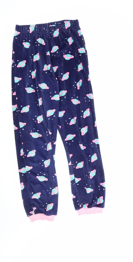 M&Co Girls Blue Geometric Pyjama Pants Size 11 Years - Space