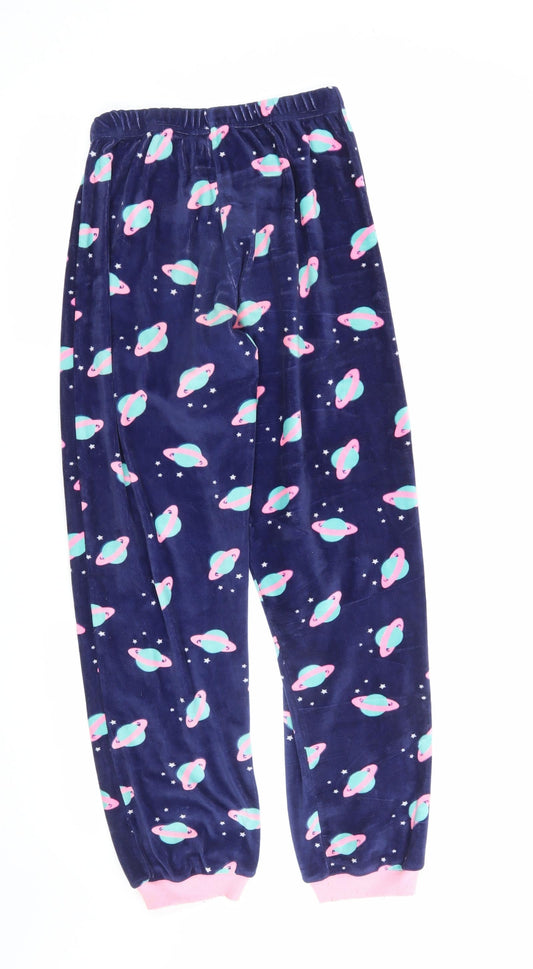 M&Co Girls Blue Geometric Pyjama Pants Size 11 Years - Space