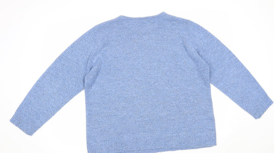 Damart Womens Blue Floral Pullover Jumper Size XL