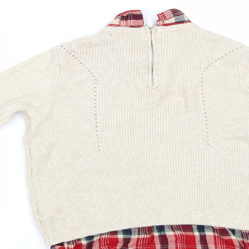 Primark Womens Beige Check Pullover Jumper Size S