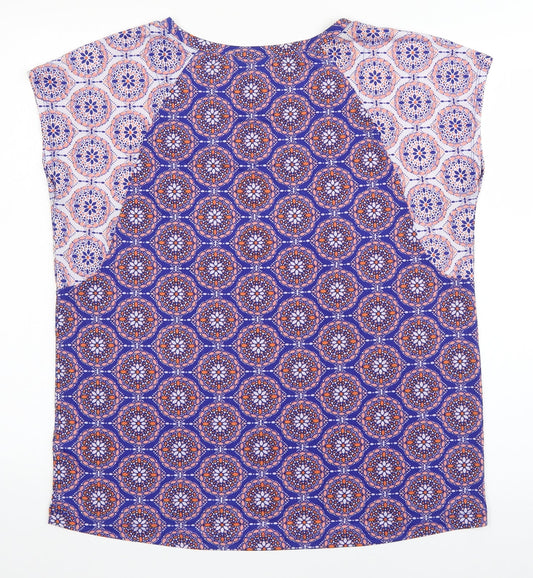 M&S Womens Blue Geometric Basic T-Shirt Size 14