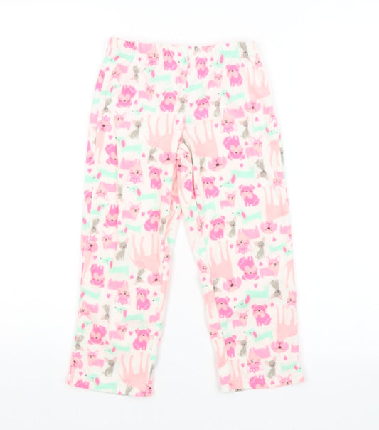 Preworn Girls Pink Animal Print Pyjama Pants Size 5 Years