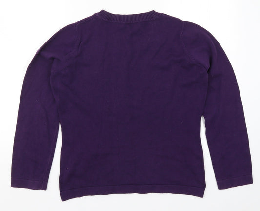 Entropy Womens Purple Knit Pullover Jumper Size L