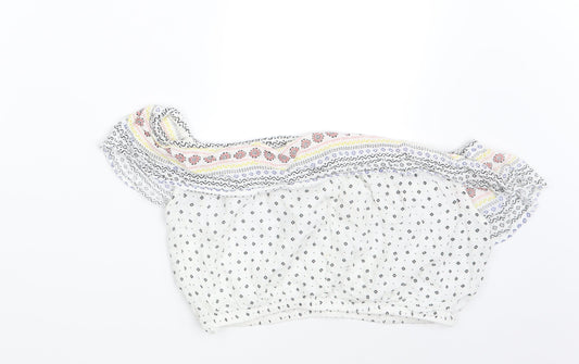 Boohoo Womens White Fair Isle Basic Blouse Size 8