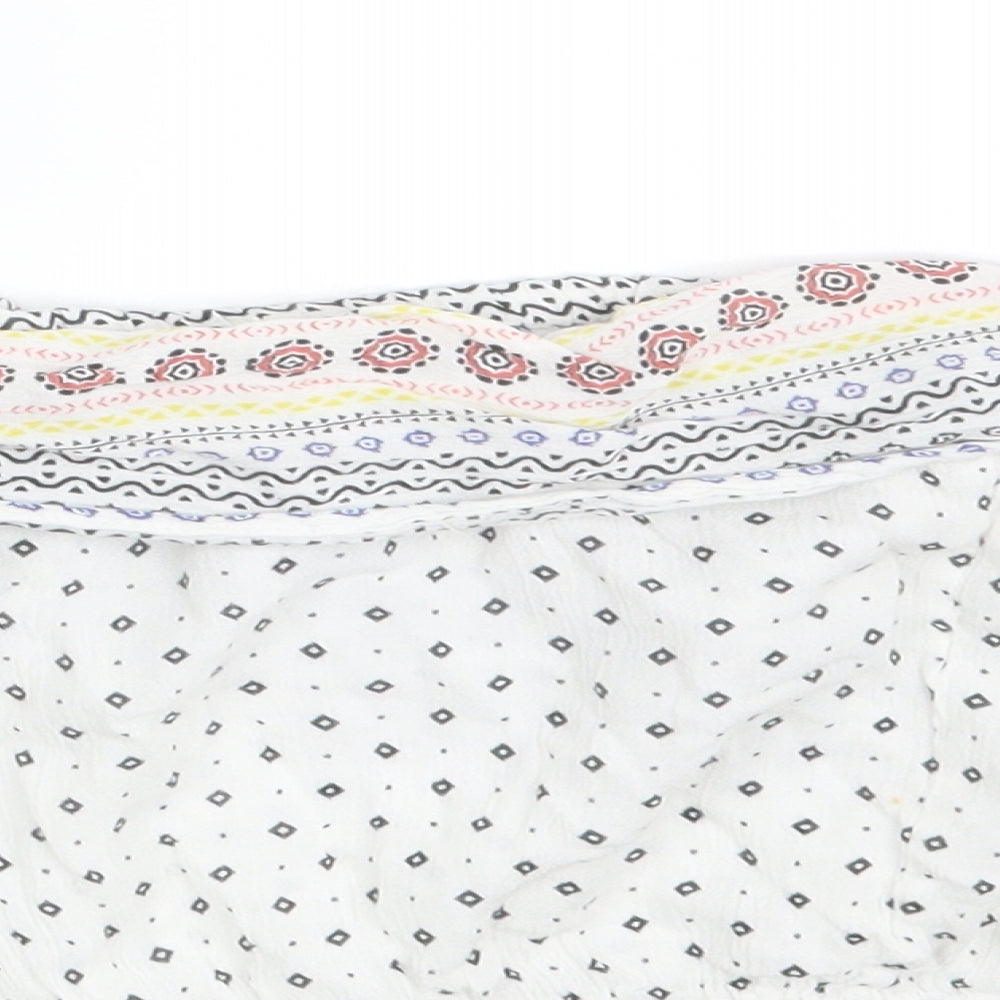 Boohoo Womens White Fair Isle Basic Blouse Size 8