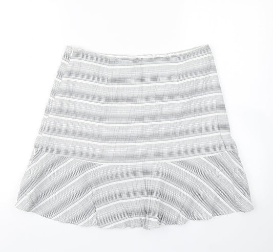 TU Womens Grey Striped Flare Skirt Size 14