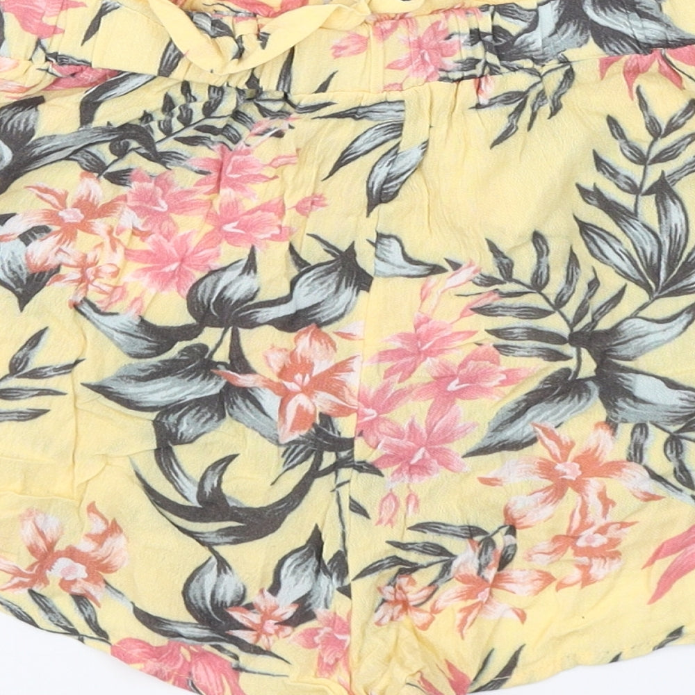 Divided Womens Yellow Floral  Hot Pants Shorts Size 6