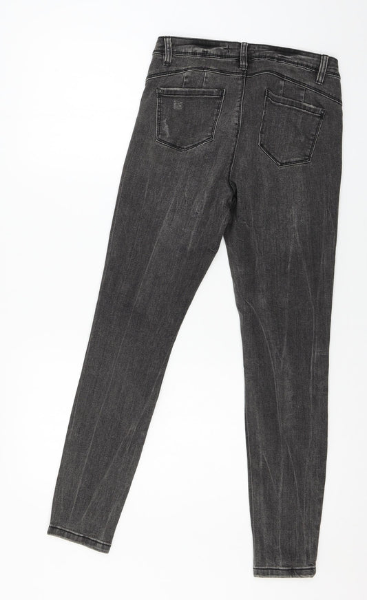 Denim & Co. Womens Grey Denim Skinny Jeans Size 12 L27 in