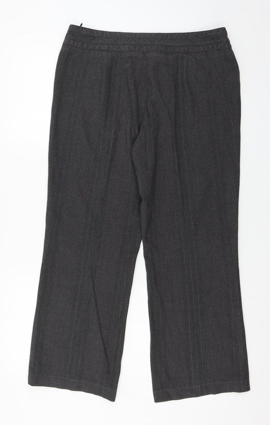 Per Una Womens Grey Striped Trousers Size 34 in L27 in