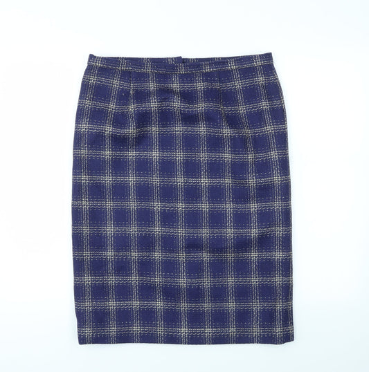 Preworn Womens Blue Check Bandage Skirt Size 32 in