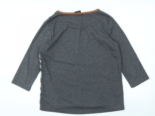 b.young Womens Grey Geometric Basic T-Shirt Size M