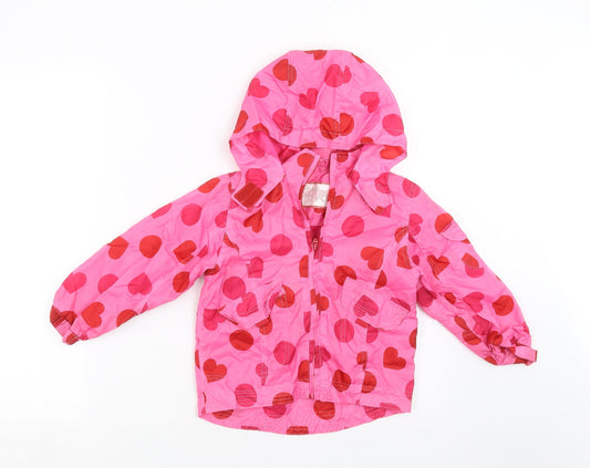 Sweet Millie Girls Pink Polka Dot Rain Coat Jacket Size 4 Years