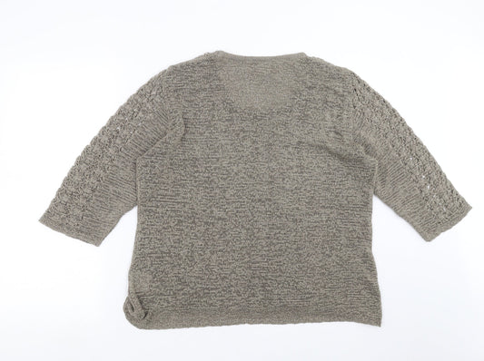 Alessa W Womens Beige Knit Pullover Jumper Size 20 - open knit detail